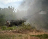 Ukrainian soldiers’ firing a U.S.-supplied M-777 howitzer