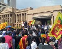 Less than 2,000 people were at one of the main rally sites in Colombo on August 9.